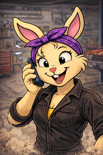 A bunny on the phone